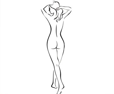 desenho de silhueta feminina demonstra ação da lipoescultura para contorno corporal